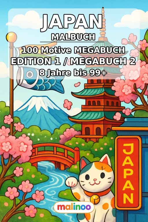 Japan Malbuch 100 Ausmalbilder gedruckt+gebunden – Cover