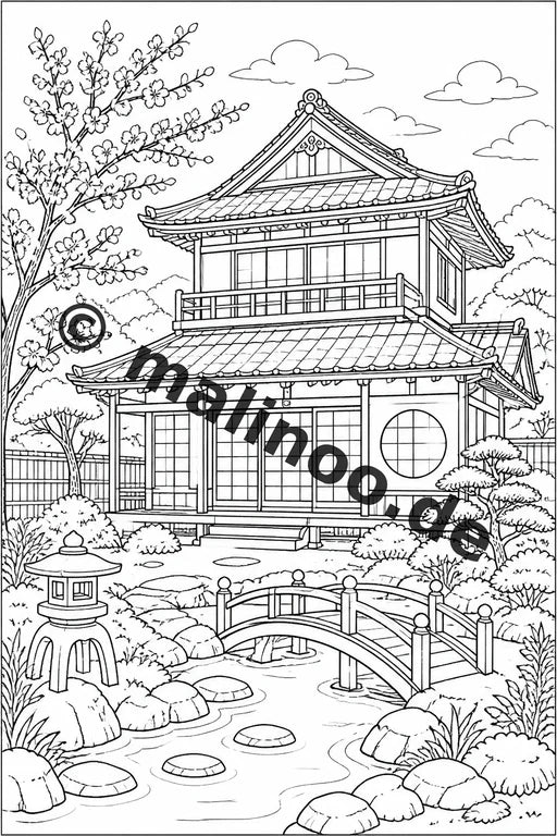 Japan Malbuch 100 Ausmalbilder gedruckt und gebunden – Vorschaubild 4