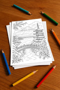 Japan Malbuch 100 Ausmalbilder gedruckt+lose – Mockup-Ansicht