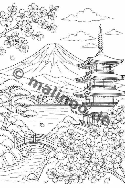 Japan Malbuch 20 Ausmalbilder PDF Download – Vorschaubild 1