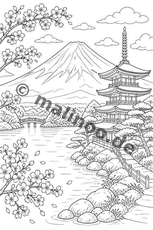 Japan Malbuch 20 Ausmalbilder PDF Download – Vorschaubild 1
