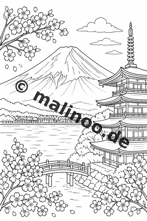 Japan Malbuch 20 Ausmalbilder PDF Download digital – Vorschaubild 1