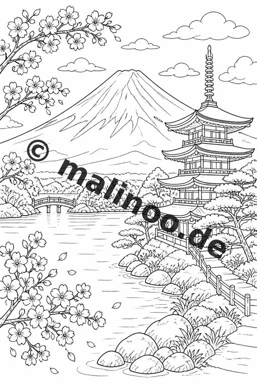 Japan Malbuch 20 Ausmalbilder PDF Download digital – Vorschaubild 1