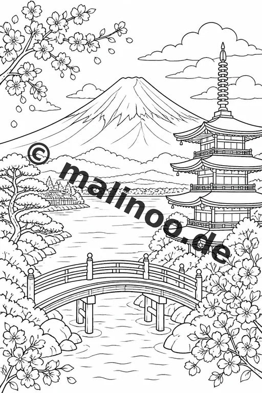 Japan Malbuch 20 Ausmalbilder PDF Download digital – Vorschaubild 1