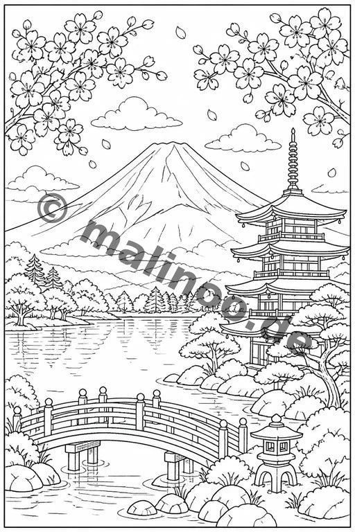 Japan Malbuch 20 Ausmalbilder gedruckt+gebunden – Vorschaubild 1