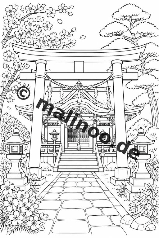 Japan Malbuch 20 Ausmalbilder gedruckt und gebunden – Vorschaubild 2