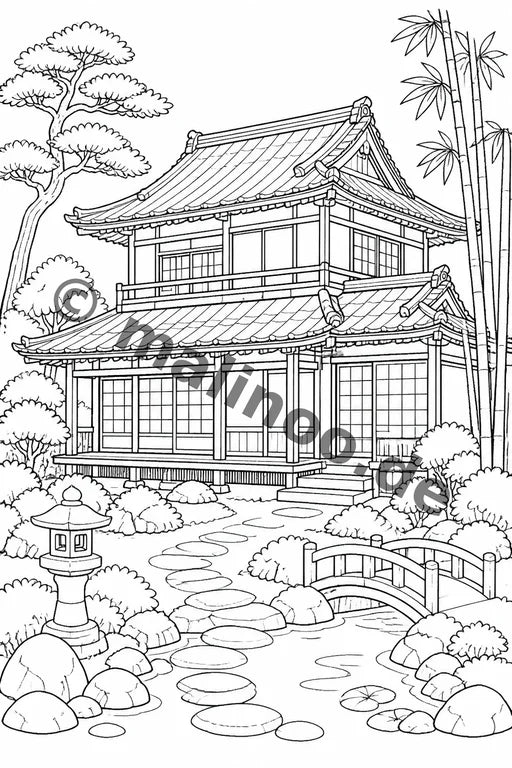 Japan Malbuch 20 Ausmalbilder gedruckt+gebunden – Vorschaubild 4