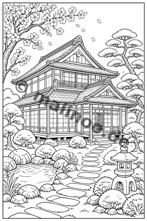 Japan Malbuch 20 Ausmalbilder gedruckt+gebunden – Vorschaubild 4