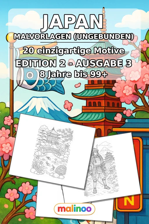 Japan Malbuch 20 Ausmalbilder gedruckt+lose – Cover