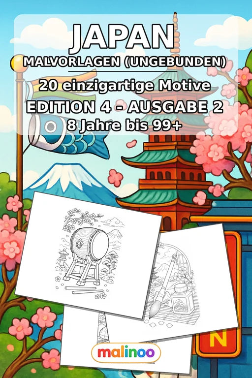Japan Malbuch 20 Ausmalbilder gedruckt+lose – Cover