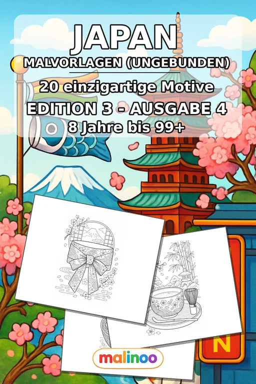 Japan Malbuch 20 Ausmalbilder gedruckt+lose – Cover