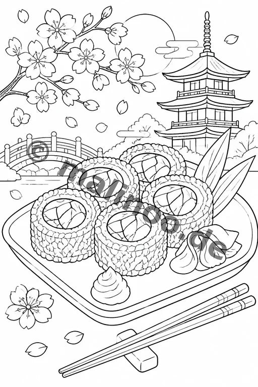 Japan Malbuch 20 Ausmalbilder gedruckt+lose – Vorschaubild 10