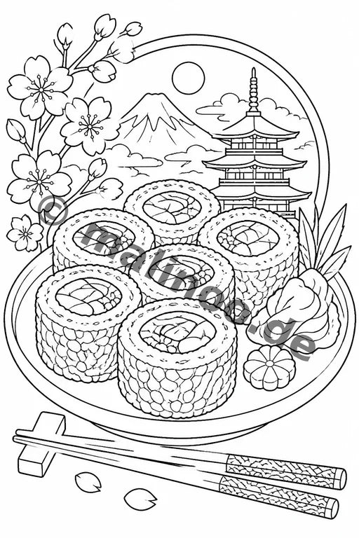Japan Malbuch 20 Ausmalbilder gedruckt+lose – Vorschaubild 10