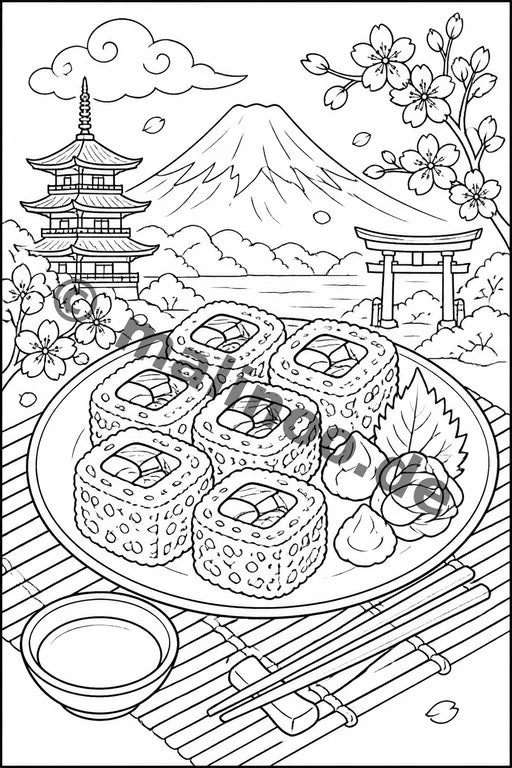 Japan Malbuch 20 Ausmalbilder gedruckt+lose – Vorschaubild 10