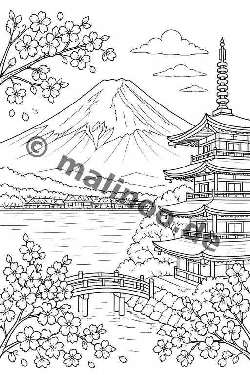 Japan Malbuch 20 Ausmalbilder gedruckt+lose – Vorschaubild 1