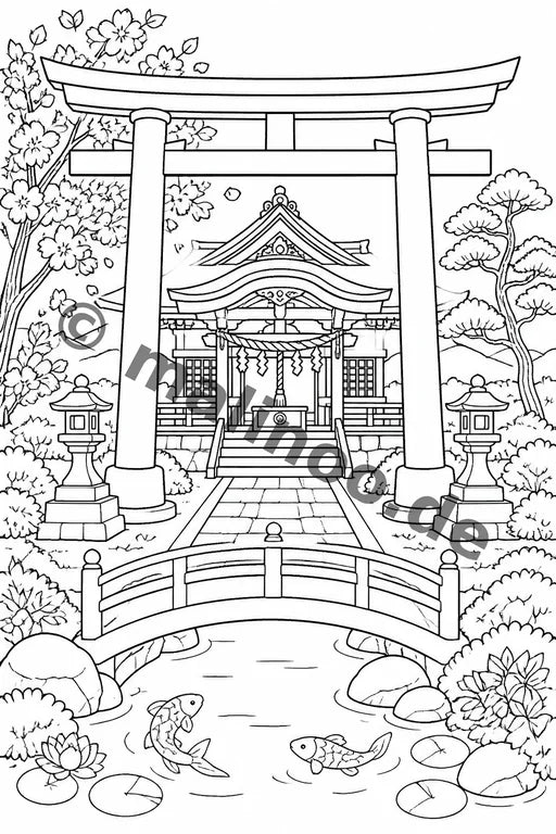Japan Malbuch 20 Ausmalbilder gedruckt+lose – Vorschaubild 2