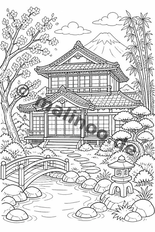 Japan Malbuch 20 Ausmalbilder gedruckt+lose – Vorschaubild 4