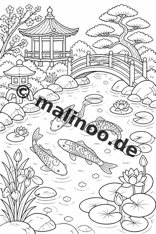 Japan Malbuch 20 Ausmalbilder gedruckt, ungebunden – Vorschaubild 5