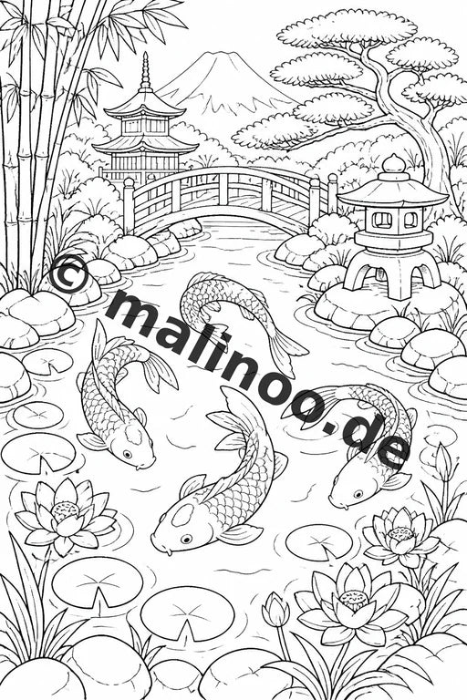 Japan Malbuch 20 Ausmalbilder gedruckt, ungebunden – Vorschaubild 5