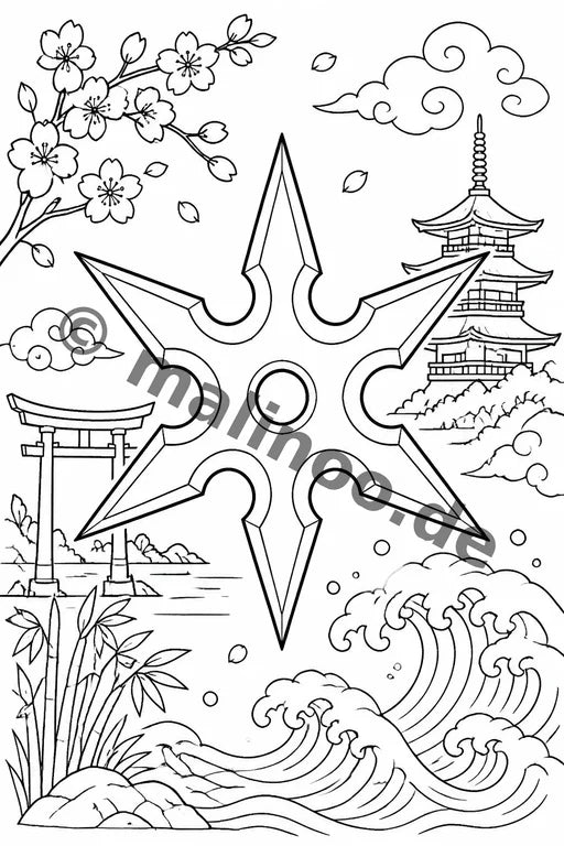 Japan Malbuch 20 Ausmalbilder gedruckt+lose – Vorschaubild 7