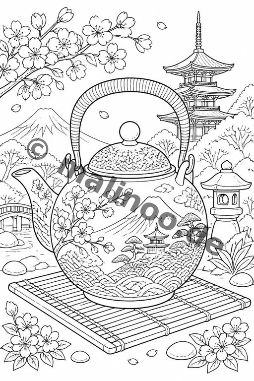 Japan Malbuch 20 Ausmalbilder gedruckt+lose – Vorschaubild 9