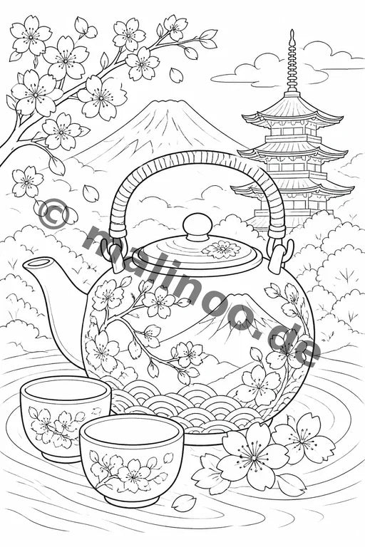 Japan Malbuch 20 Ausmalbilder gedruckt+lose – Vorschaubild 9