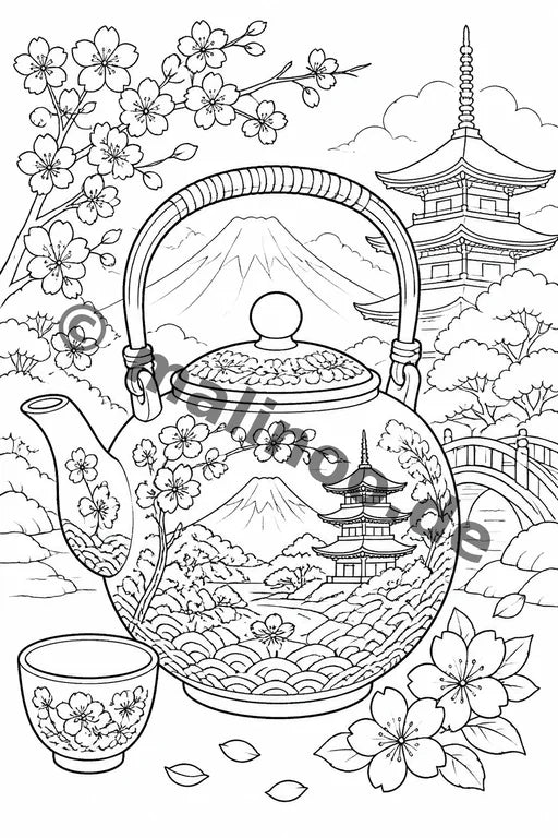 Japan Malbuch 20 Ausmalbilder gedruckt+lose – Vorschaubild 9
