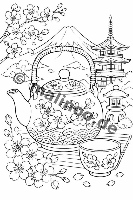 Japan Malbuch 20 Ausmalbilder gedruckt+lose – Vorschaubild 9