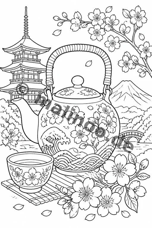 Japan Malbuch 20 Ausmalbilder gedruckt+lose – Vorschaubild 9