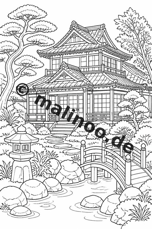 Japan Malbuch 50 Ausmalbilder gedruckt und gebunden – Vorschaubild 4