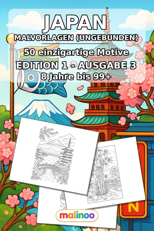 Japan Malbuch 50 Ausmalbilder gedruckt+lose – Cover