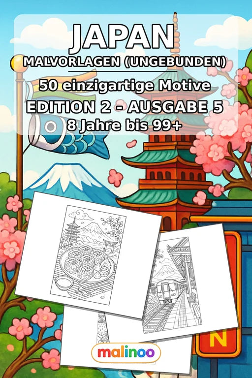 Japan Malbuch 50 Ausmalbilder gedruckt+lose – Cover