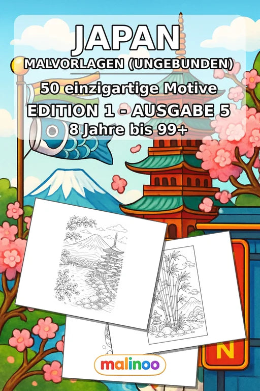 Japan Malbuch 50 Ausmalbilder gedruckt+lose – Cover