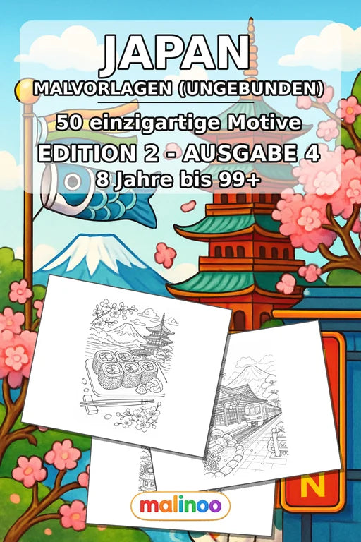 Japan Malbuch 50 Ausmalbilder gedruckt+lose – Cover