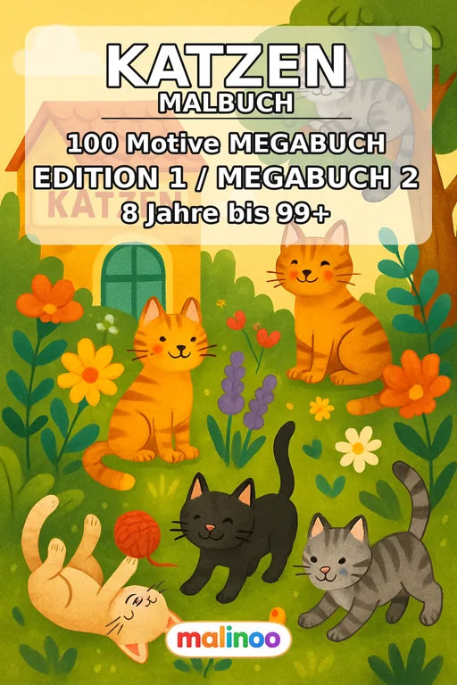 Katzen Malbuch 100 Ausmalbilder PDF Download – Cover