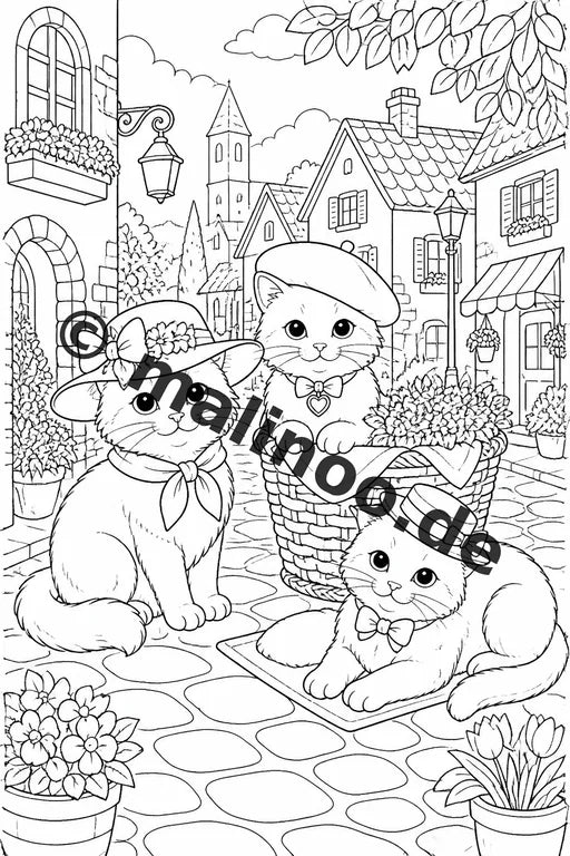 Katzen Malbuch 100 Ausmalbilder gedruckt und gebunden – Vorschaubild 5