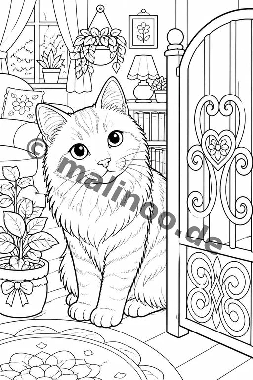 Katzen Malbuch 100 Ausmalbilder gedruckt+gebunden – Vorschaubild 6