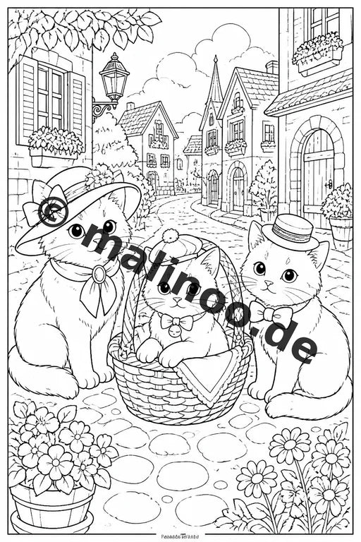 Katzen Malbuch 100 Ausmalbilder gedruckt, ungebunden – Vorschaubild 5