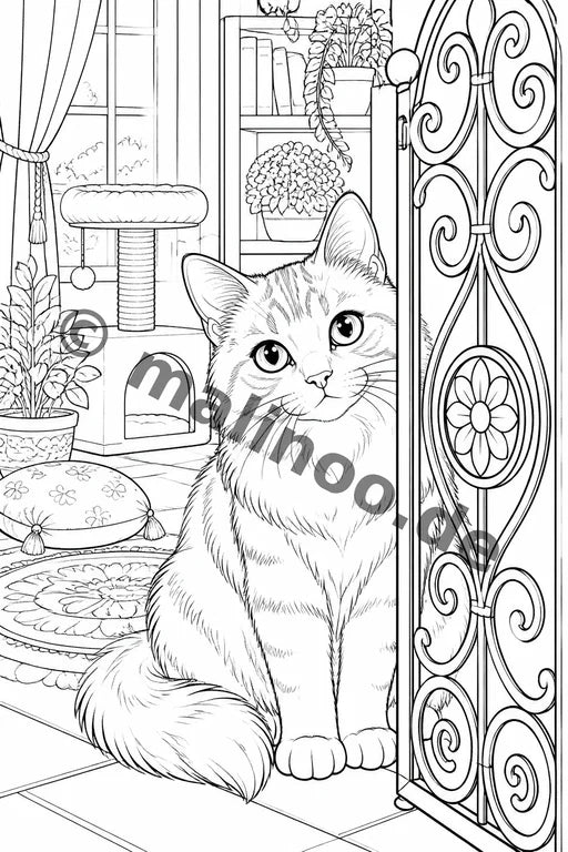 Katzen Malbuch 100 Ausmalbilder gedruckt+lose – Vorschaubild 6