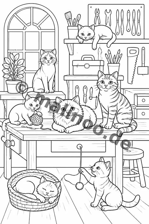 Katzen Malbuch 20 Ausmalbilder gedruckt+gebunden – Vorschaubild 4