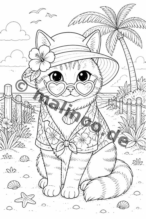 Katzen Malbuch 20 Ausmalbilder gedruckt+gebunden – Vorschaubild 8