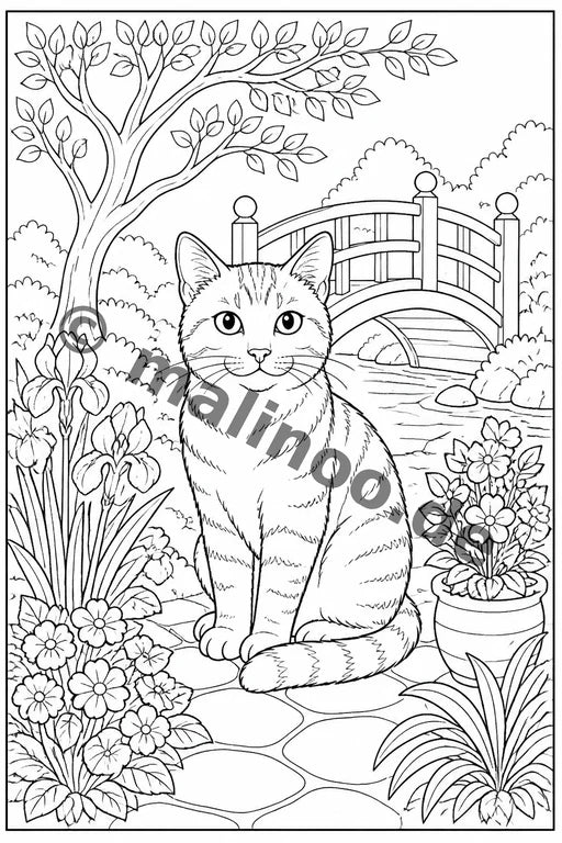Katzen Malbuch 20 Ausmalbilder gedruckt+gebunden – Vorschaubild 9