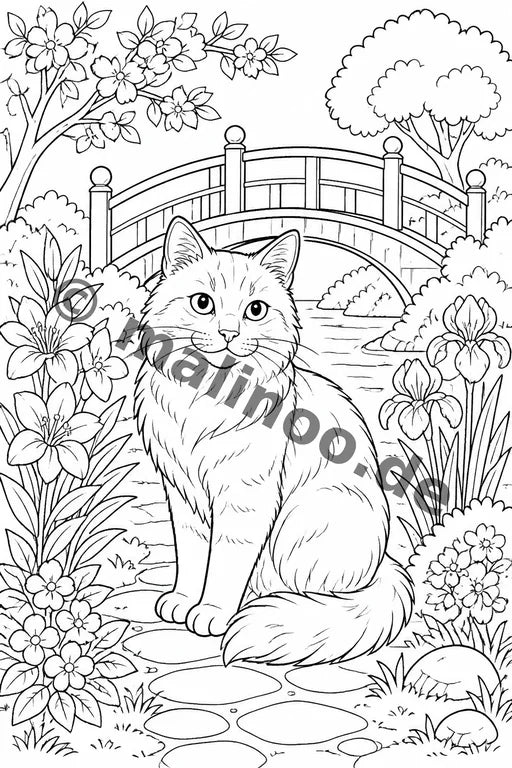 Katzen Malbuch 20 Ausmalbilder gedruckt+gebunden – Vorschaubild 9