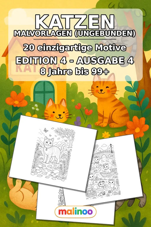 Katzen Malbuch 20 Ausmalbilder gedruckt+lose – Cover