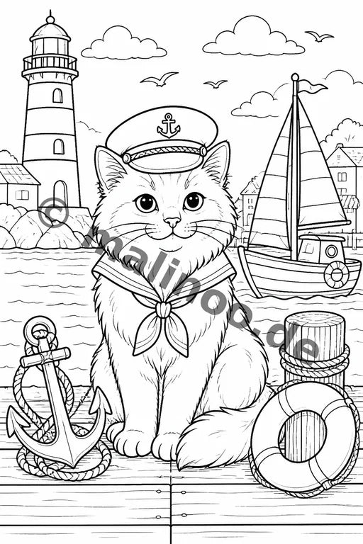 Katzen Malbuch 20 Ausmalbilder gedruckt+lose – Vorschaubild 10