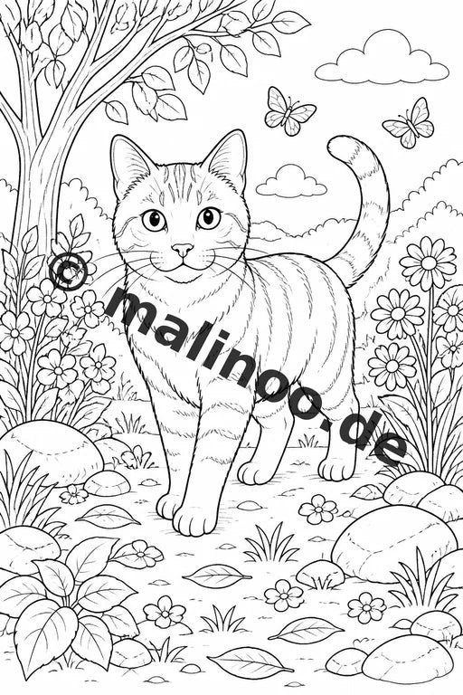 Katzen Malbuch 20 Ausmalbilder gedruckt, ungebunden – Vorschaubild 1