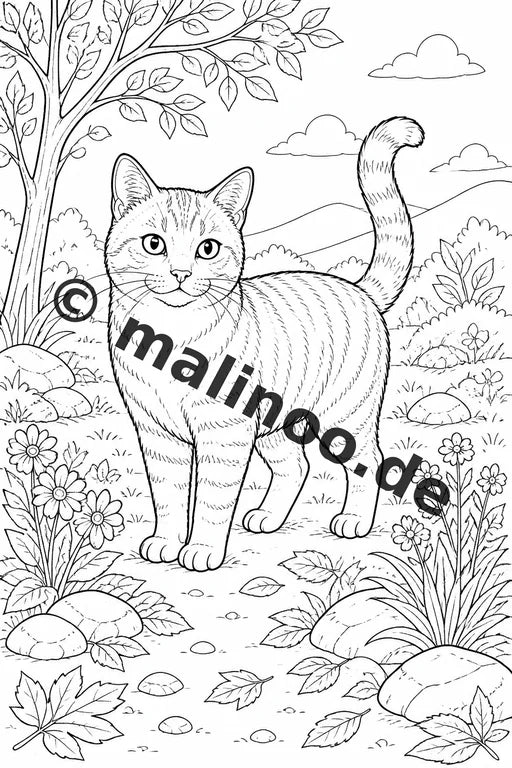 Katzen Malbuch 20 Ausmalbilder gedruckt, ungebunden – Vorschaubild 1