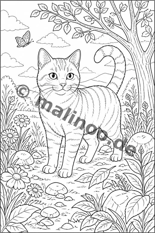Katzen Malbuch 20 Ausmalbilder gedruckt+lose – Vorschaubild 1
