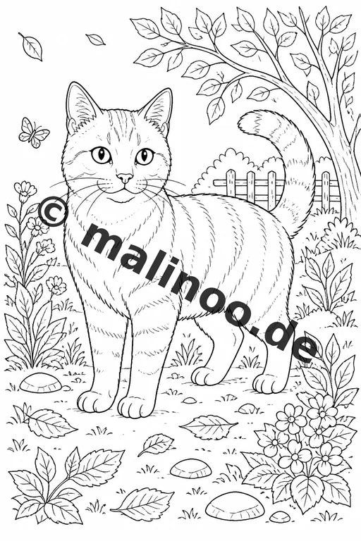 Katzen Malbuch 20 Ausmalbilder gedruckt, ungebunden – Vorschaubild 1