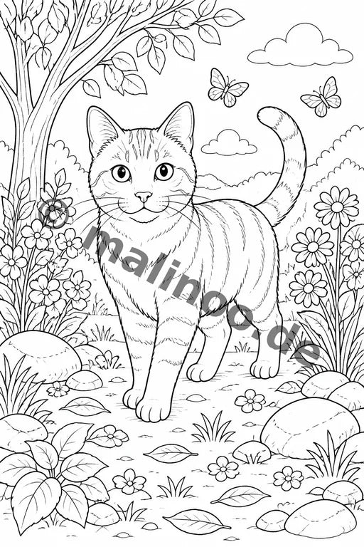 Katzen Malbuch 20 Ausmalbilder gedruckt+lose – Vorschaubild 1